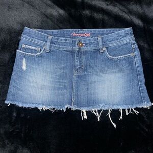 Y2K American Eagle denim mini skirt with rhinestones